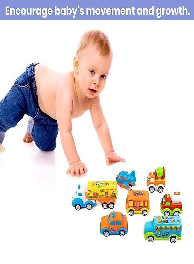 EONWISE Fun Auto Unbreakable Car Set Pull Back Transport Vehicles Push and Go Crawling Toy for Kids, Power Friction Cars Pull Back for 2+ Years Boys & Girls (Multi) (7pcs) - Image 3
